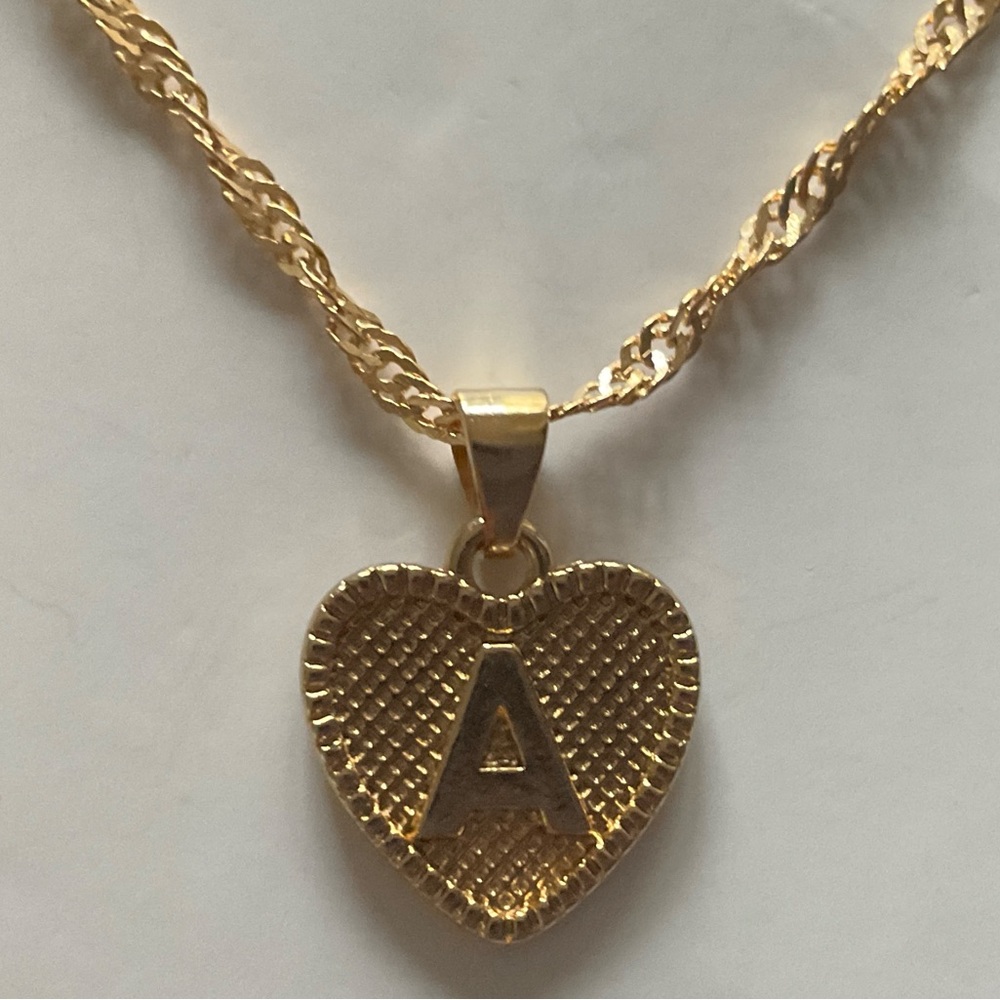 Initial Letter A Heart Necklace